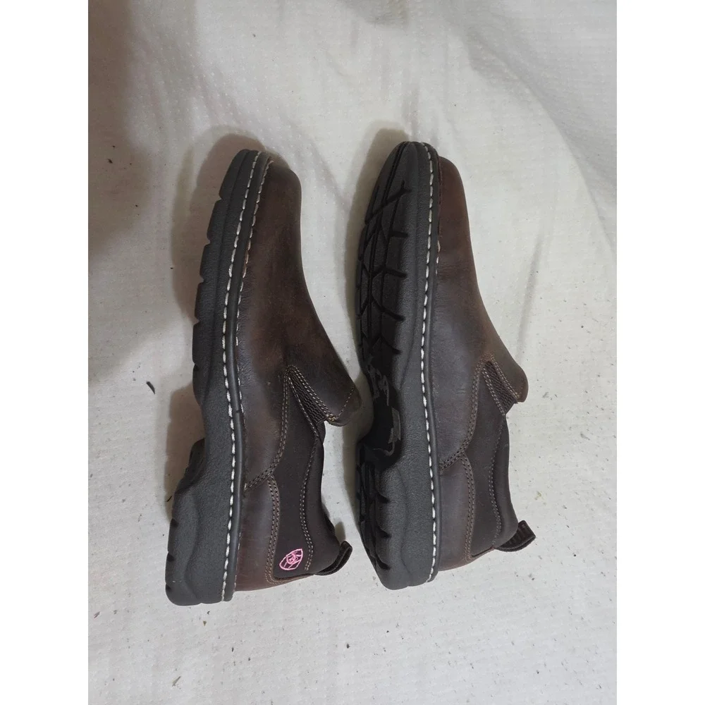 Ariat Cruiser‎ Brown Leather Slip On Loafers Womens 10B 10020171 4LR Pink Logo
